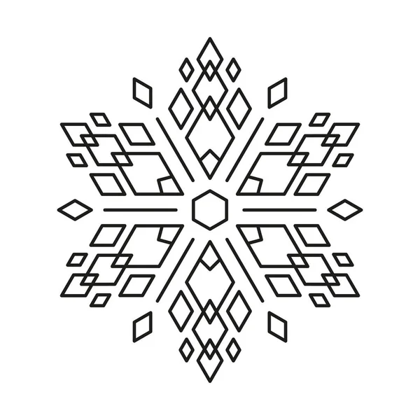 Snöflingor Ikon Vit Bakgrund Jul Och Vinter Eller Nyår Symmetrisk — Stock vektor