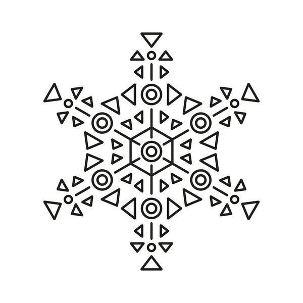 Línea Negra Vector Copos Nieve Icono Navidad Vectorial Diseño Simétrico — Archivo Imágenes Vectoriales