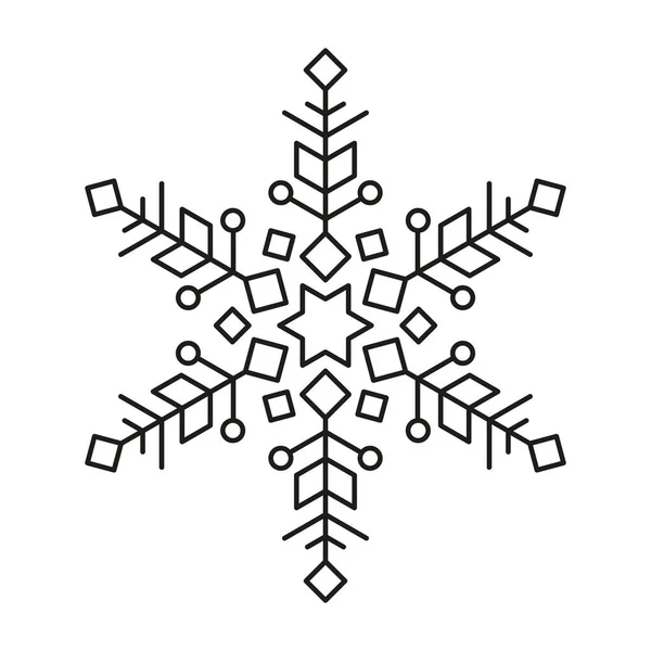Línea Negra Vector Copos Nieve Icono Navidad Vectorial Diseño Simétrico — Archivo Imágenes Vectoriales