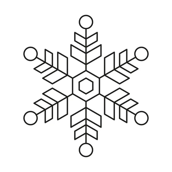 Ícone Floco Neve Inverno Natal Vetor Neve Gelo Design Simétrico — Vetor de Stock