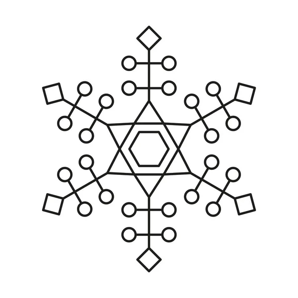 Téli Hópehely Ikon Karácsony Vektor Jég Szimmetrikus Design — Stock Vector