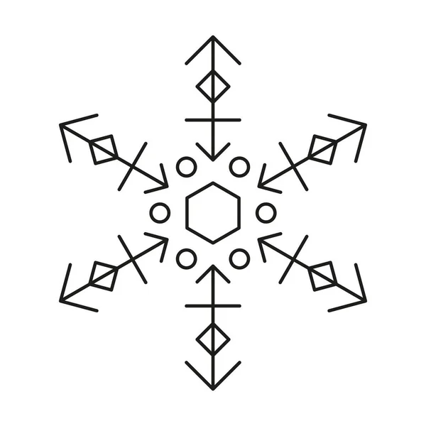 Icona Fiocco Neve Natale Inverno Icona Pack Design Simmetrico — Vettoriale Stock