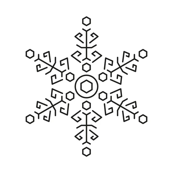 Noel Kış Ikonu Simetrik Dizaynından Kar Tanesi Simgesi — Stok Vektör