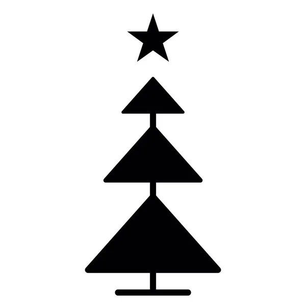 Lijn Kerstboom Icoon Vector Gelukkig Nieuwjaar Feestontwerp Banner — Stockvector