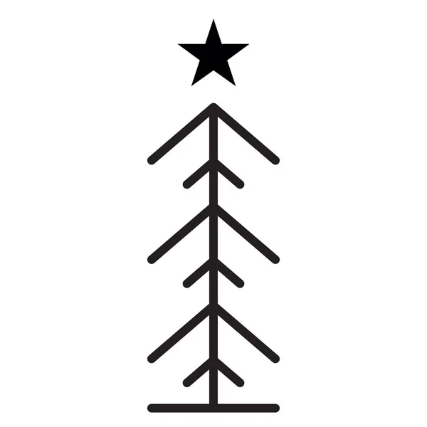 Lijn Kerstboom Icoon Vector Gelukkig Nieuwjaar Feestontwerp Banner — Stockvector
