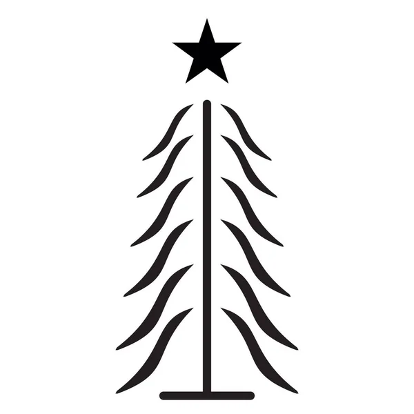 Ícone Árvore Natal Linha Vetor Feliz Ano Novo Partido Design — Vetor de Stock