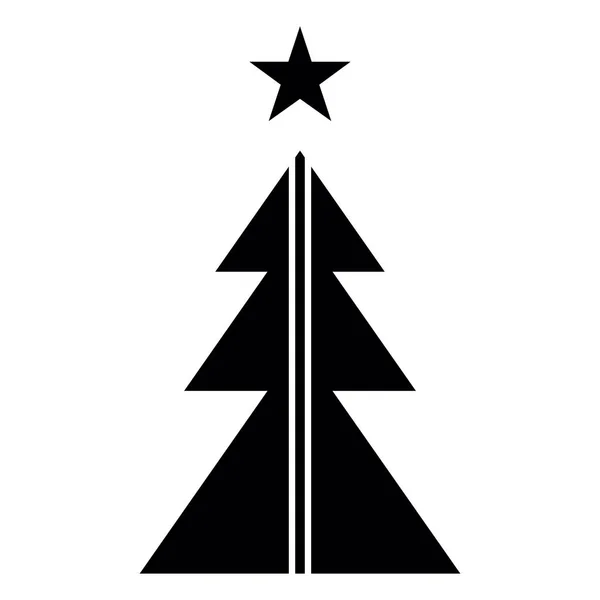 Řádek Vánoční Strom Ikona Vektor Šťastný Nový Rok Party Design — Stockový vektor