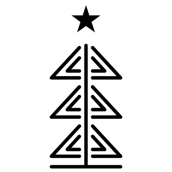 クリスマスツリーのアウトラインアイコン 線型記号線型記号 ベクターグラフィックスだ 針葉樹林 スプルース冬の木 フェアとクリスマスツリーの装飾としてのアイコン 新年明けましておめでとう — ストックベクタ