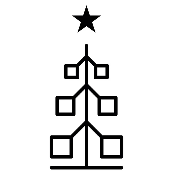 クリスマスツリーのアウトラインアイコン 線型記号線型記号 ベクターグラフィックスだ 針葉樹林 スプルース冬の木 フェアとクリスマスツリーの装飾としてのアイコン 新年明けましておめでとう — ストックベクタ