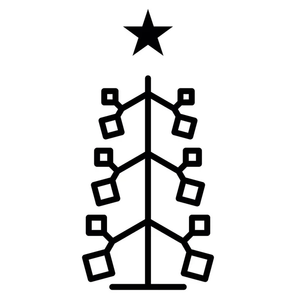 Icona Del Profilo Dell Albero Natale Simbolo Stile Lineare Segno — Vettoriale Stock