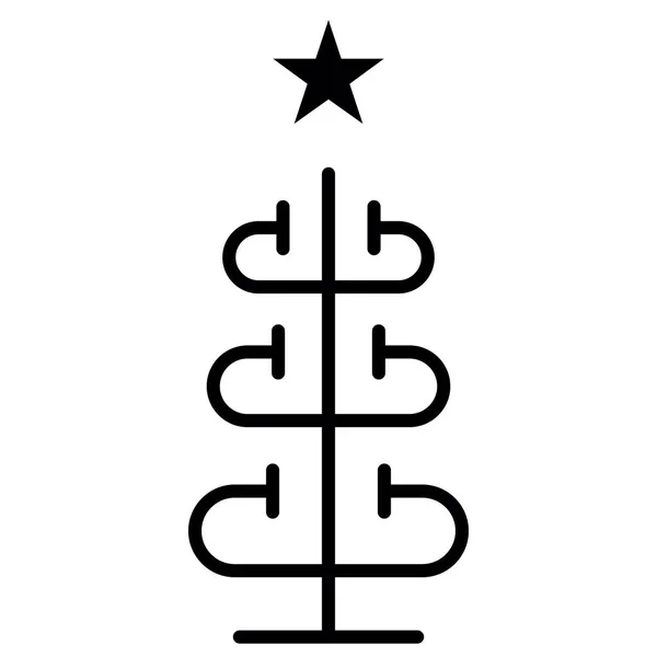 Ikona Zarysu Choinki Prosty Znak Linii Wektora Szczęśliwego Noworocznego Projektu — Wektor stockowy