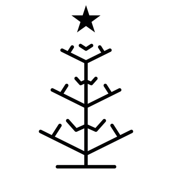 Ikona Obrysu Vánočního Stromku Vektorová Jednoduchá Čára Šťastný Nový Rok — Stockový vektor