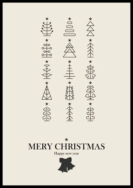 Iconos Signo Árbol Navidad Ilustración Vectorial Estilo Diseño Plano Feliz — Vector de stock