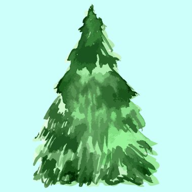 watercolor vector Christmas tree. Evergreen illustration. Isolated new year. clipart