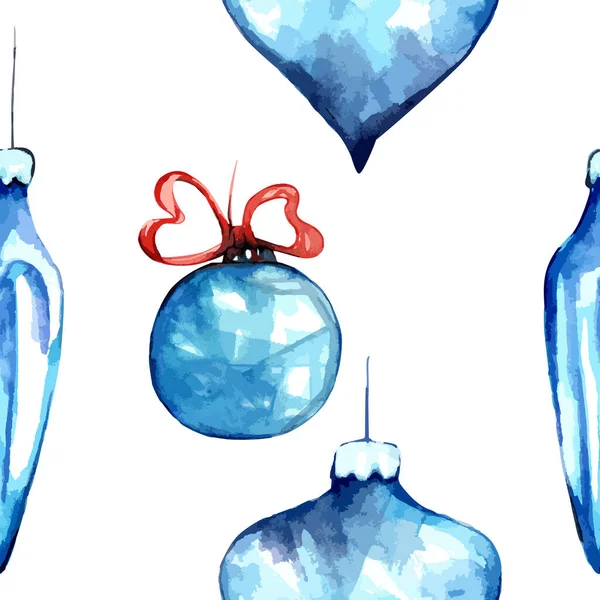 Aquarell Handgefertigte Weihnachtsspielzeug Nahtlose Muster Hintergrund Für Packpapier Kinder Kunst — Stockvektor