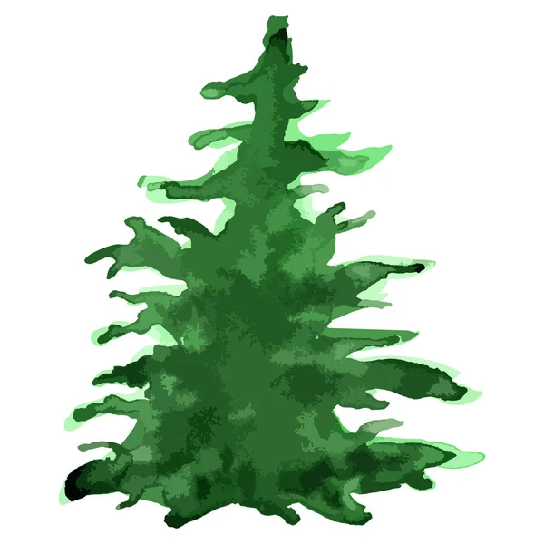 Kerstboom Aquarelkunst Vector Groenblijvende Boom Illustratie Geïsoleerd Nieuwjaar — Stockvector