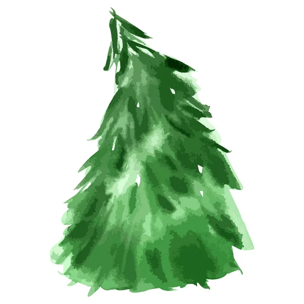 圣诞树 水彩画 矢量常绿树图解 孤立的新年 — 图库矢量图片