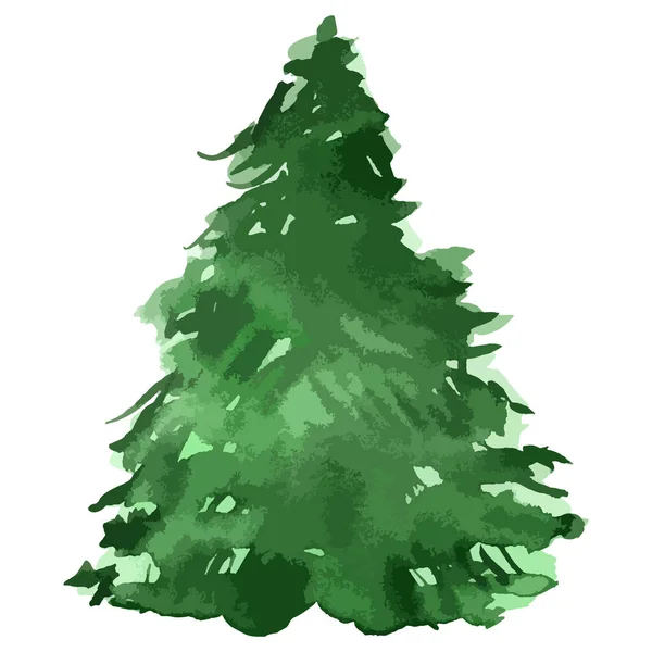 水彩画矢量圣诞树 常绿插图 孤立的新年 — 图库矢量图片