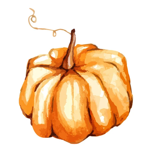 水彩画のスタイルで秋やハロウィン黄色のカボチャ 秋と感謝祭ベクトル手作りイラスト収穫祭 — ストックベクタ