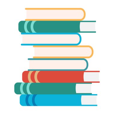 Bir sürü renkli kitap yığını. Vektör ve okula dönüş.