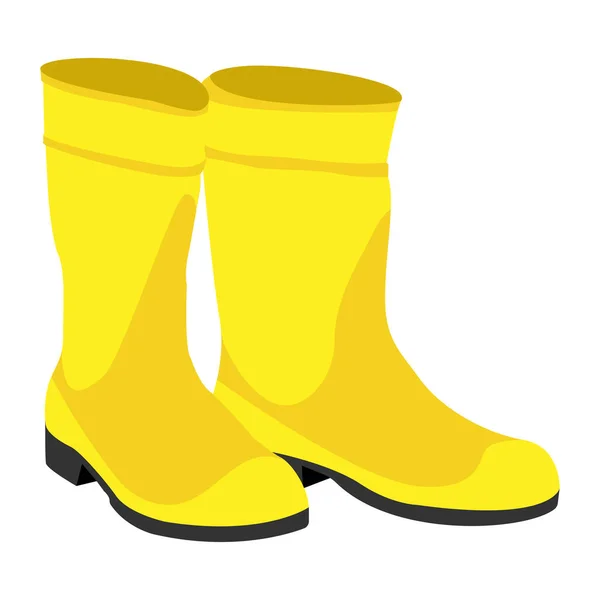 Cartoon Yellow Rubber Rain Boots Clean Dirty Mud Puddle Vector — Stock Vector