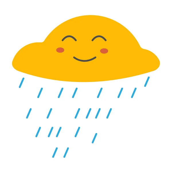 Autumn Rain Cloud Vector Illustration Yellow Smile Face Eps10 — Stock Vector