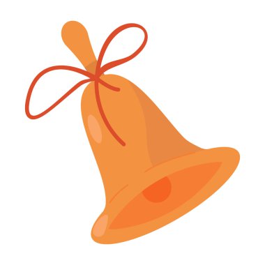 Jingle bells ve kırmızı kurdele. Mutlu Noeller, yeni yılınız kutlu olsun. Çizgi film düz tasarım. Vektör illüstrasyonu.