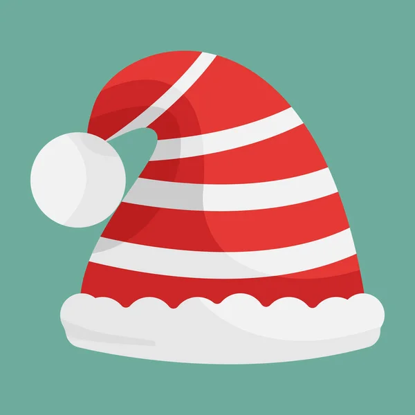 Vánoční Čepice Santa Clause Nový Rok Červený Klobouk Vektorové Vánoční — Stockový vektor