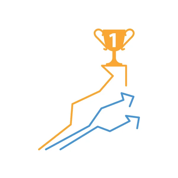 Трофей Победителей Вершине Концепции Бизнес Графа Ударяя Цели Графический Дизайн — стоковый вектор