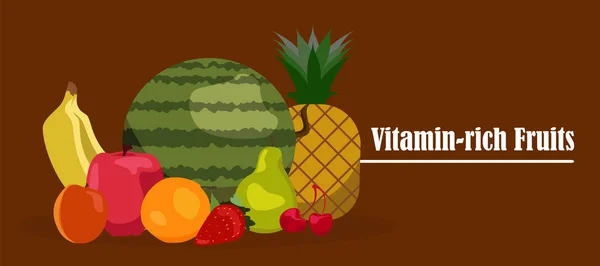 Frutta Biologica Cibo Sano Impostare Frutta Vegetariana Dieta Sana Concetto — Vettoriale Stock
