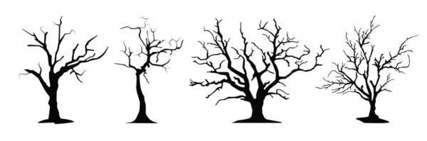 Halloween Árvores Assustadoras Conjunto Ilustrações Vetoriais Eps10 — Vetor de Stock