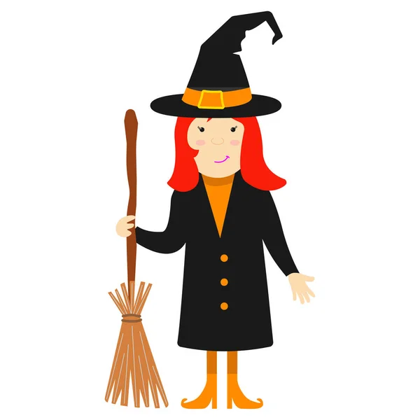 Ведьма Хэллоуин Маленькая Ведьма Элемент Оформления Печати Поздравительных Открыток Хэллоуин — стоковый вектор
