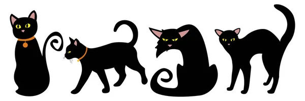黒猫のハロウィンセット ベクターイラスト — ストックベクタ