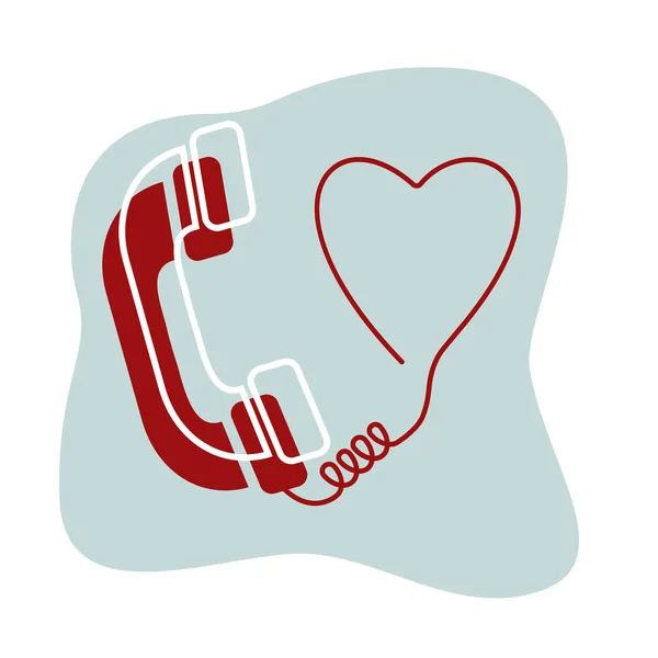 Sevgililer Günü Teması Karantina Aşkı Kalbi Olan Eski Bir Telefon — Stok Vektör