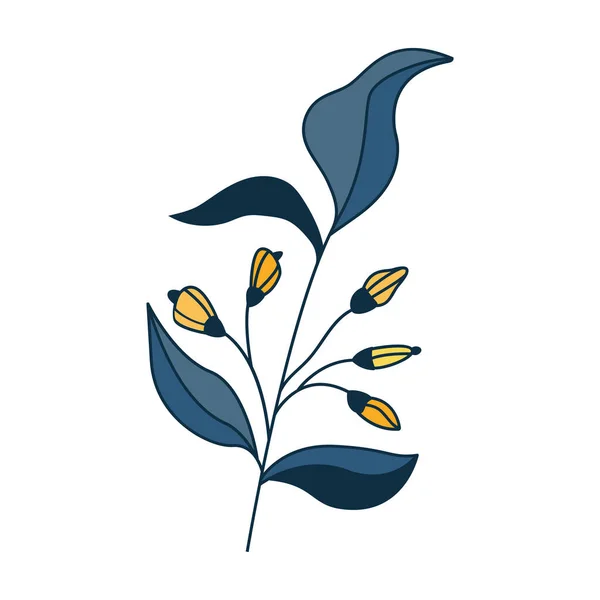 采购产品设计花卉元素 红松鸟 黄色和蓝色的花 玫瑰蜂窝 叶子和秋天的枝条 矢量插图的老式风格 — 图库矢量图片