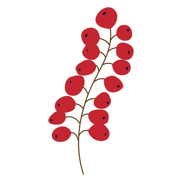 Collectie Van Design Bloemen Elementen Redstart Vogel Rode Bloem Blackberry — Stockvector