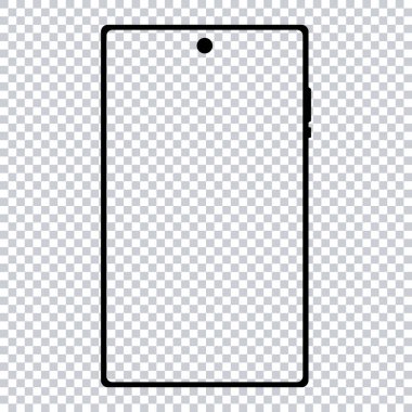 Gerçekçi bir telefon modeli. Akıllı telefon boş ekran, telefon modeli. Bilgi grafikleri ya da UI sunumu için şablon, UX tasarım arayüzü. Boş ekranlı cep telefonu çerçevesi. Şeffaf arkaplan.