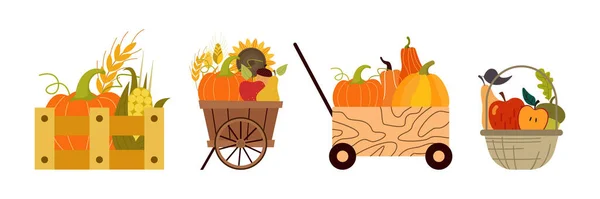 Векторная Иллюстрация Дню Благодарения Рог Изобилия Овощами Фруктами — стоковый вектор