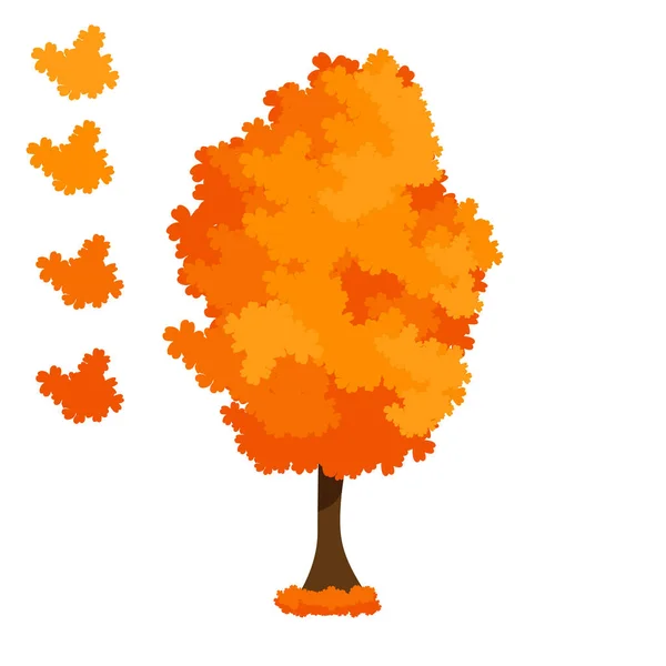 秋天的树 白色背景的孤立无援 各种形状的秋树的简单收集 矢量说明 — 图库矢量图片