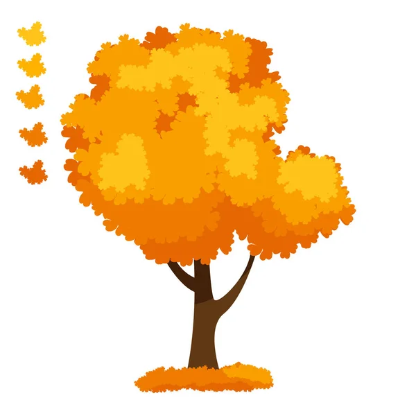 秋天的树 白色背景的孤立无援 各种形状的秋树的简单收集 矢量说明 — 图库矢量图片