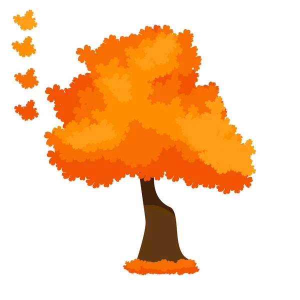 Bonito Desenho Animado Outono Queda Árvores Coleção Vetor — Vetor de Stock