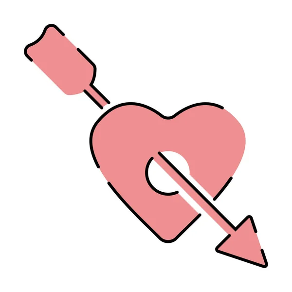 Icono Esquema Tema Amor Romance Febrero Día San Valentín Elementos — Vector de stock