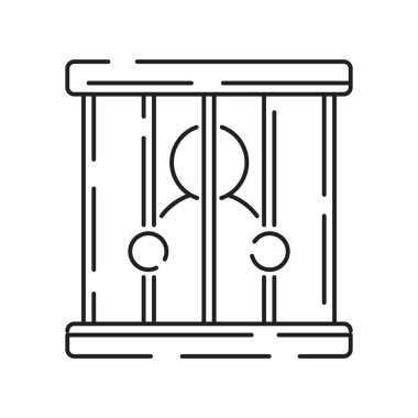 Polis hattı ikonu. Hukuk ve Hüküm çizgisi simgeleri. Adalet, Mahkeme ve Hükümet vektör doğrusal ikonu. Suçlu ve hapsedilmiş..