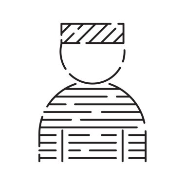 Polis hattı ikonu. Hukuk ve Hüküm çizgisi simgeleri. Adalet, Mahkeme ve Hükümet vektör doğrusal ikonu. Suçlu ve hapsedilmiş..