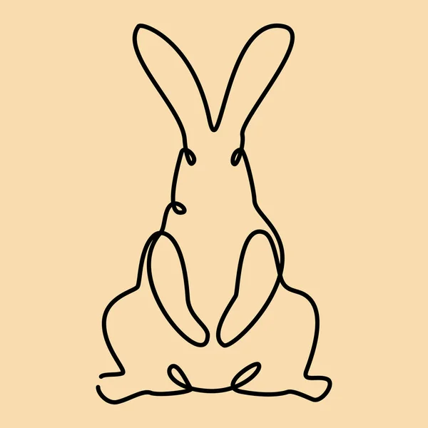 Tavşan Bir Çizgi Sanat Tavşanlı Sürekli Çizgi Hayvan 2023 Çin — Stok Vektör