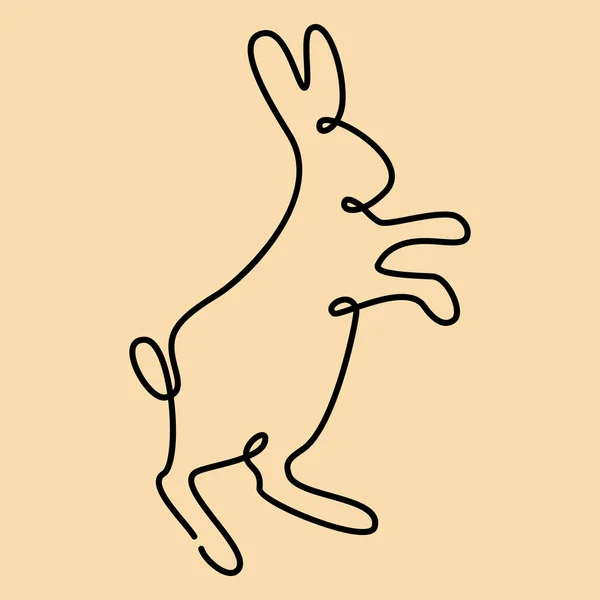 Rabbit One Line Art Bunny Continuous Contour Animal Symbol 2023 — Stock Vector