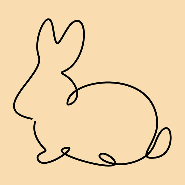 Lapin Une Ligne Art Lapin Contour Continu Animal Symbole 2023 — Image vectorielle