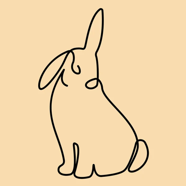 Kontinuierlich Einreihiges Kaninchen Oder Häschen Silhouette Animal Thema Symbol Des — Stockvektor