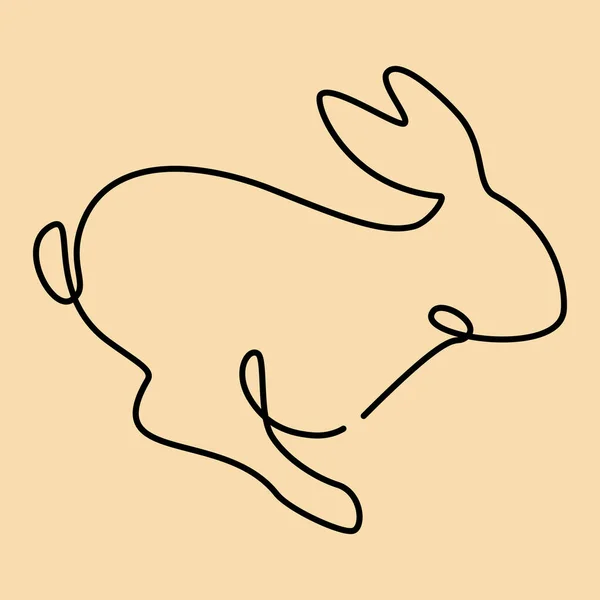 Continu Une Ligne Lapin Lapin Silhouette Thème Animal Symbole 2023 — Image vectorielle