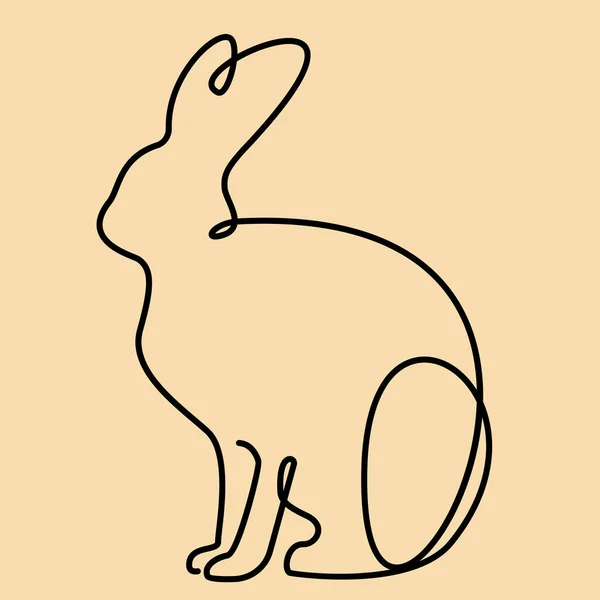 Continu Une Ligne Lapin Lapin Silhouette Thème Animal Symbole 2023 — Image vectorielle
